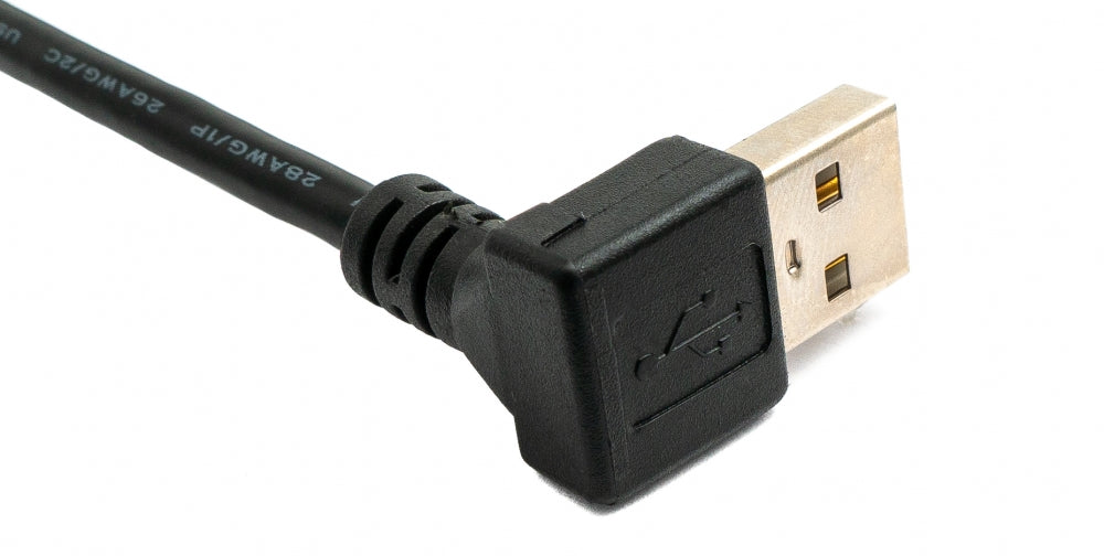 SYSTEM-S USB 2.0 Kabel 100 cm Typ A Buchse zu Stecker Schraube Winkel Schwarz