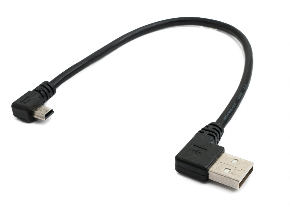 SYSTEM-S USB 2.0 Kabel 25 cm Typ A Stecker zu Mini USB Stecker Winkel in Schwarz