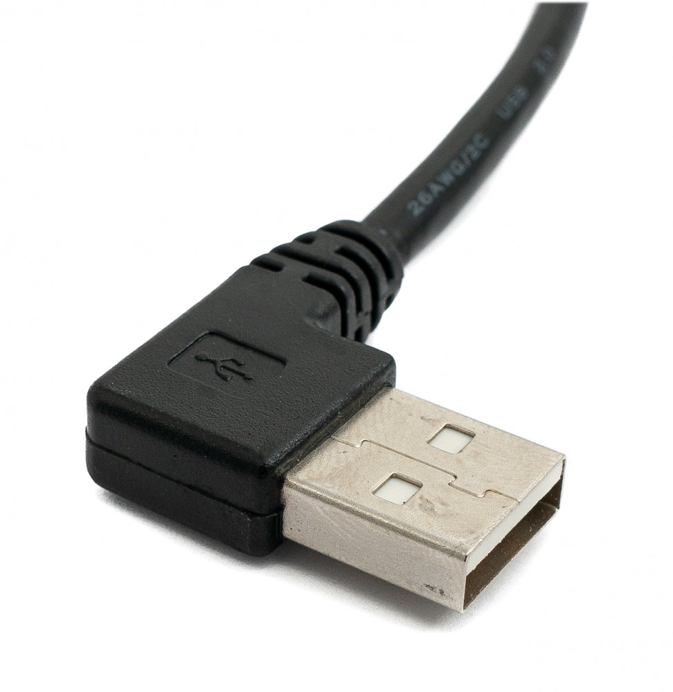 SYSTEM-S USB 2.0 Kabel 25 cm Typ A Stecker zu Mini USB Stecker Winkel in Schwarz