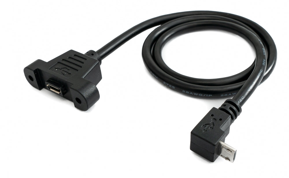 USB 2.0 cable 30 cm Micro B female to male screw angle black