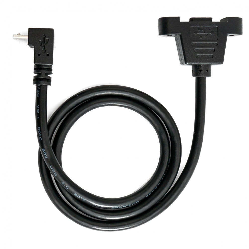 USB 2.0 cable 30 cm Micro B female to male screw angle black