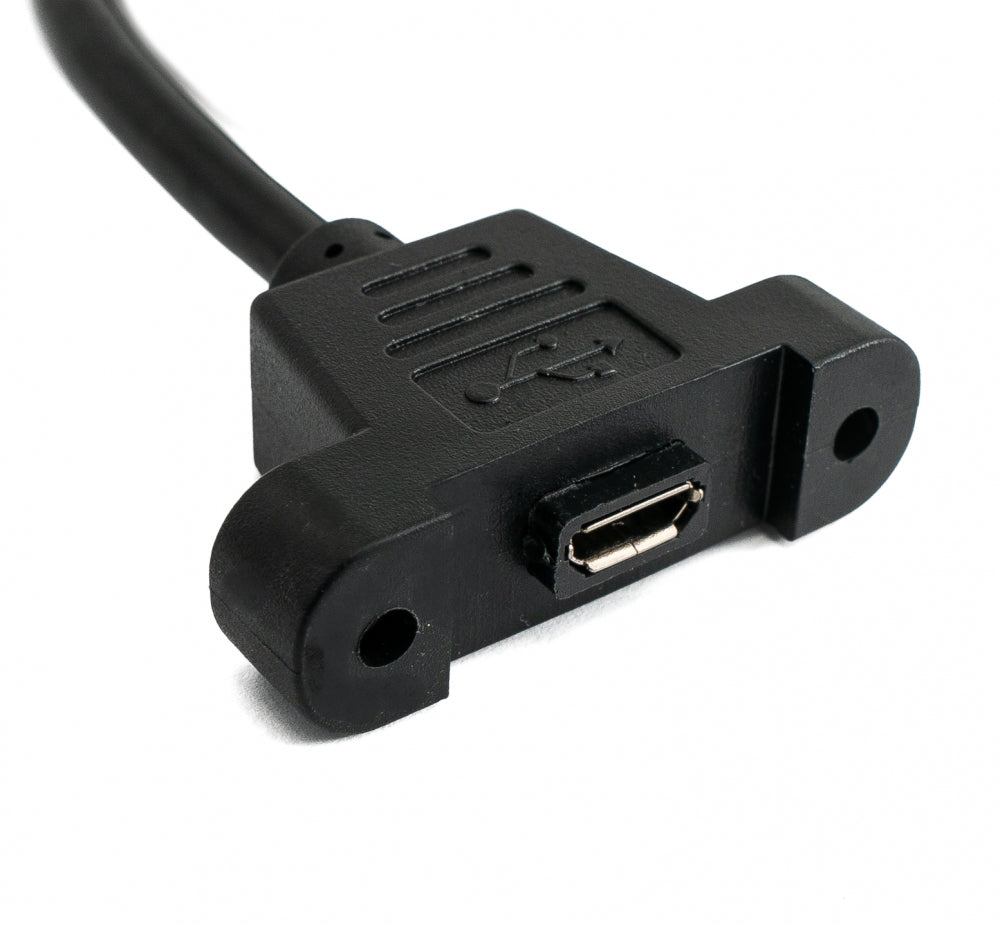 USB 2.0 cable 30 cm Micro B female to male screw angle black