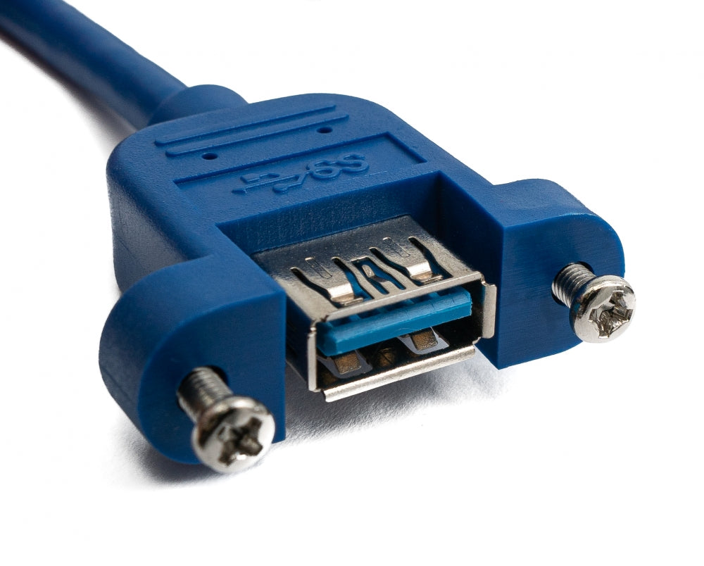 SYSTEM-S USB 3.0 Kabel 100 cm Typ A Buchse zu Buchse Schraube in Blau