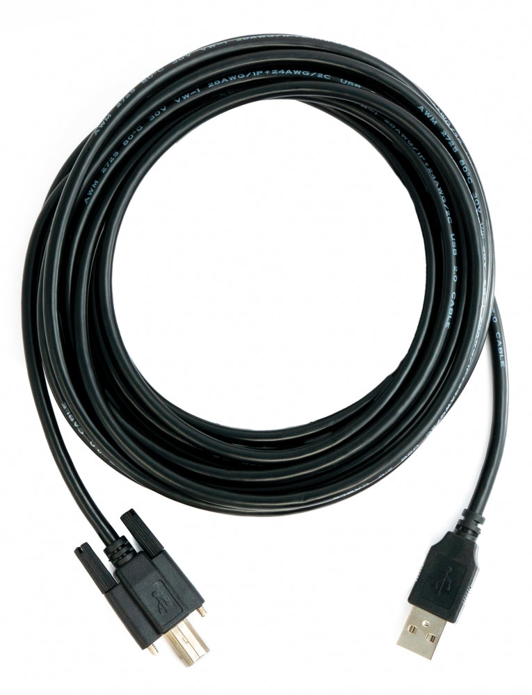 SYSTEM-S USB 2.0 Kabel 5 m Typ A Stecker zu B Stecker Schraube in Schwarz