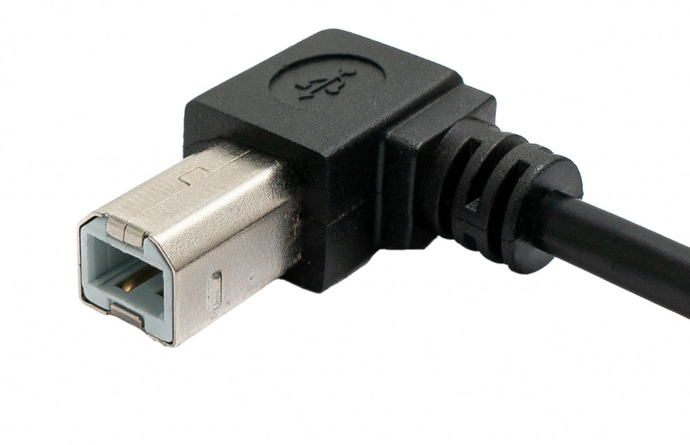 SYSTEM-S USB 2.0 Kabel 50 cm Typ A Stecker zu B Stecker Winkel in Schwarz