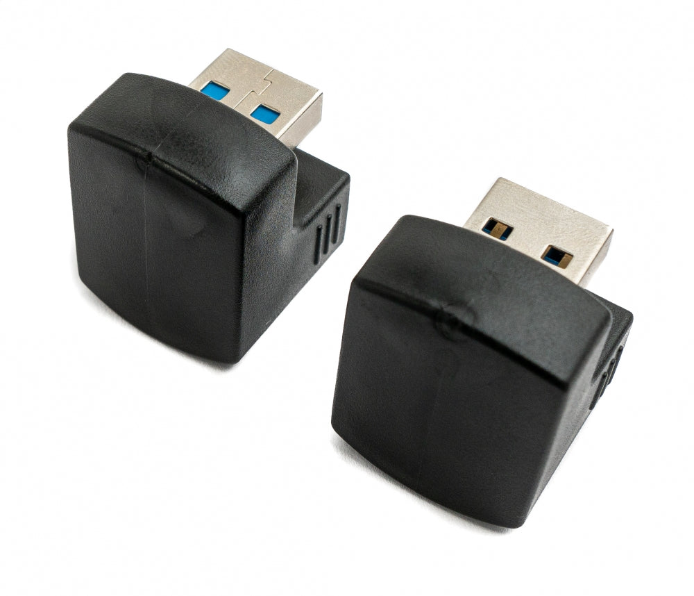 SYSTEM-S 2x USB 3.0 180° Adapter Typ A Stecker zu Buchse Kabel in Schwarz
