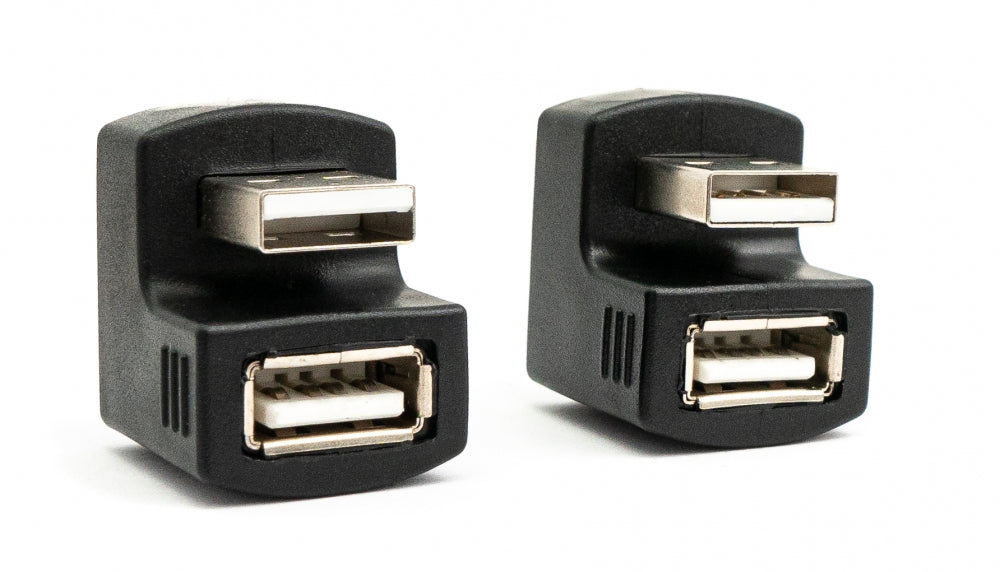 SYSTEM-S 2x USB 2.0 180° Adapter Typ A Stecker zu Buchse Kabel in Schwarz