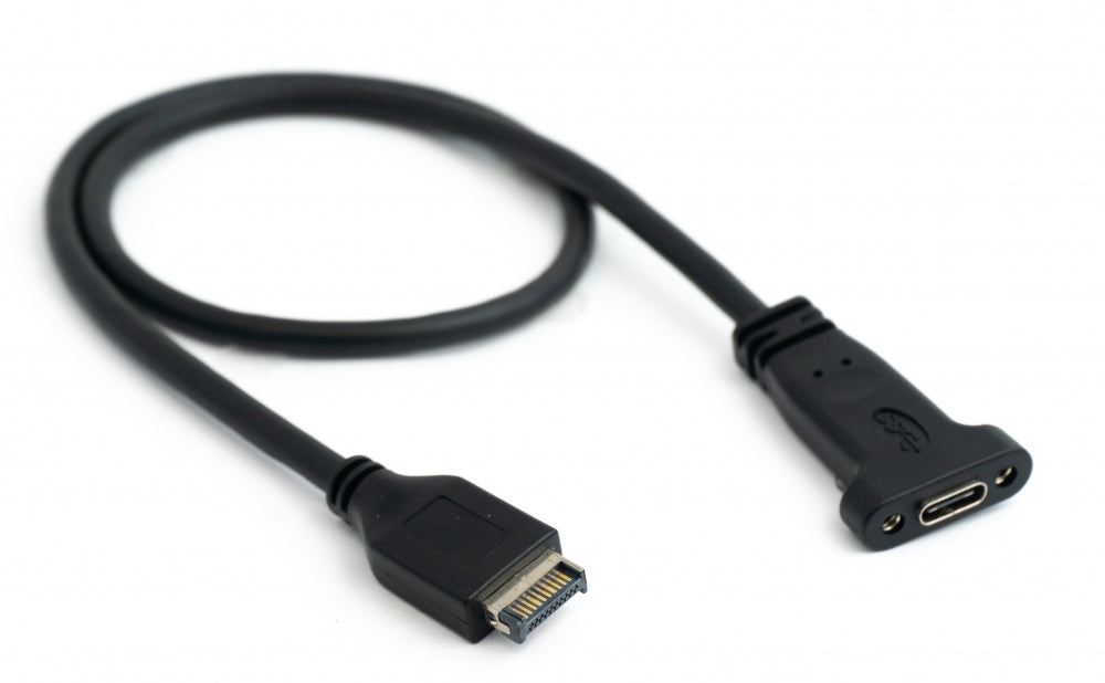 SYSTEM-S USB 3.1 cable 50cm Type E male to Type C female PCI screw in black