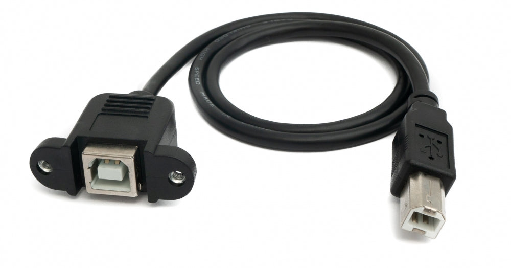 SYSTEM-S USB 2.0 Kabel 50 cm Typ B Stecker zu Buchse Schraube in Schwarz