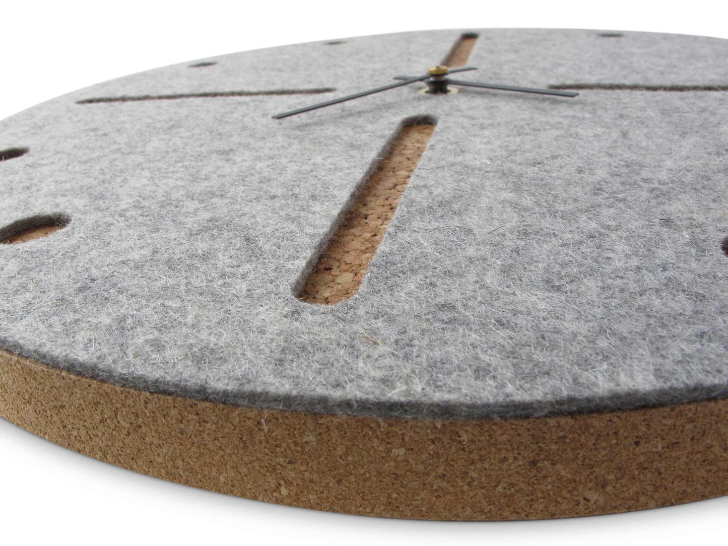 Felt and cork wall clock, 30 cm | light grey - black | Design: Odense