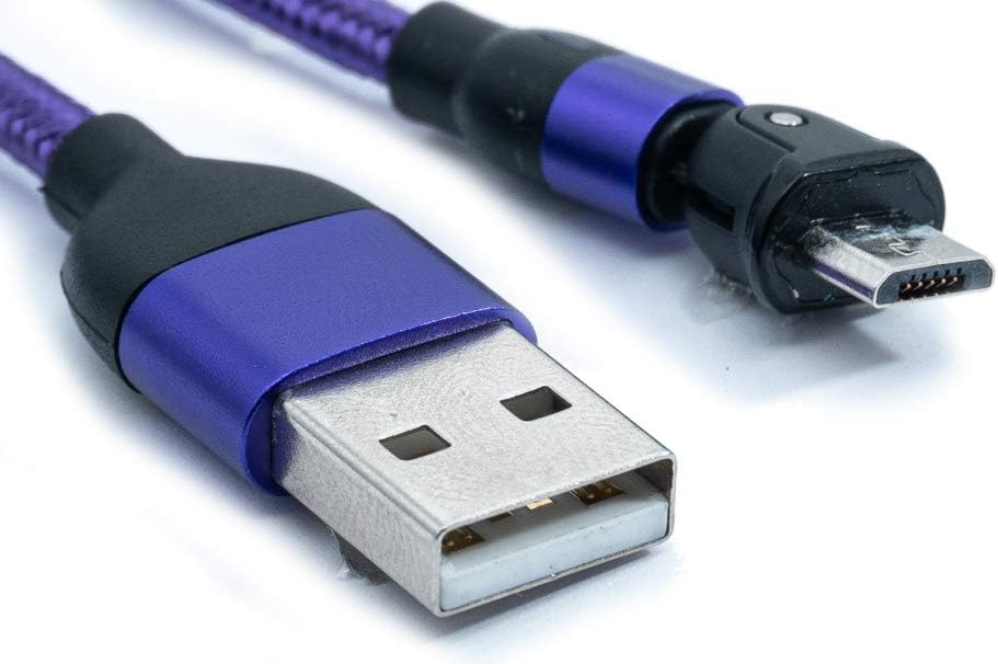 SYSTEM-S USB 2.0 Kabel 1 m Micro Stecker zu 2.0 A Buchse 180° Winkel in Lila