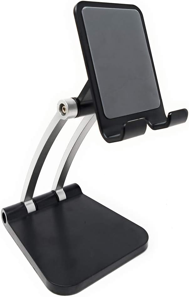SYSTEM-S Stand Halterung ausklappbar aus Metall in Schwarz für Smartphone