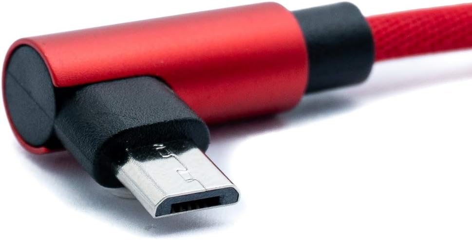 SYSTEM-S USB 2.0 cable 100 cm Micro plug to 2.0 A plug angle braided in red