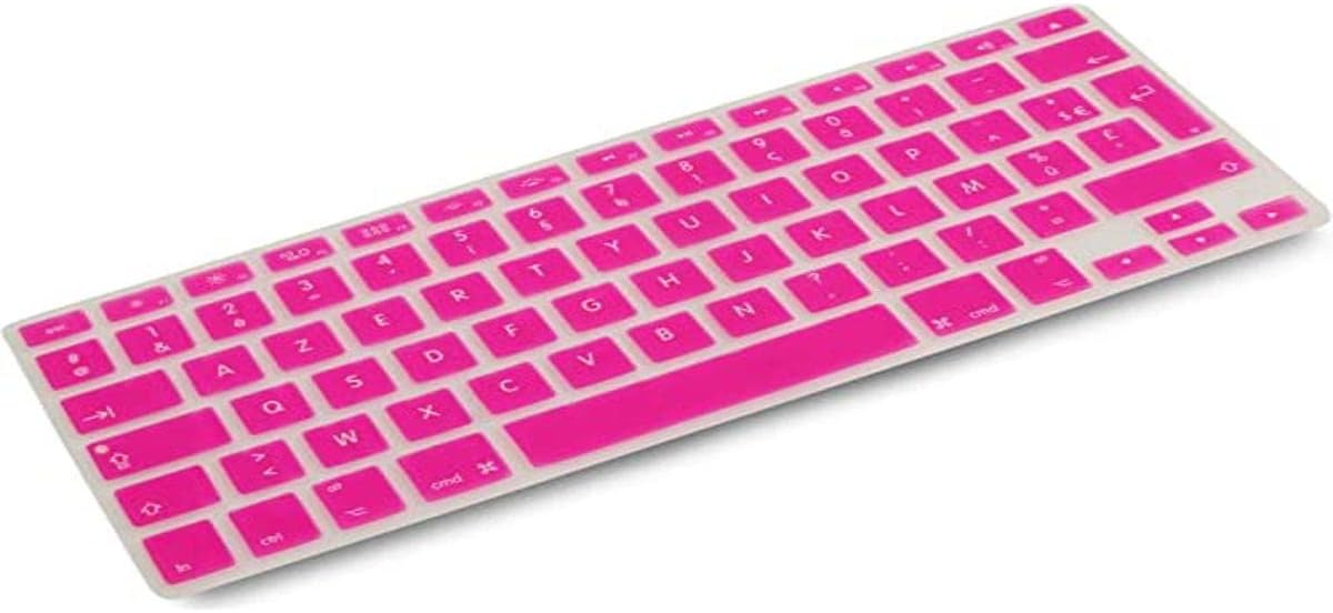 System-S Silicone Keyboard Cover AZERTY French Keyboard Cover Protector for MacBook Pro 13 inch 15 inch 17 inch iMac MacBook Air 13 inch in Pink