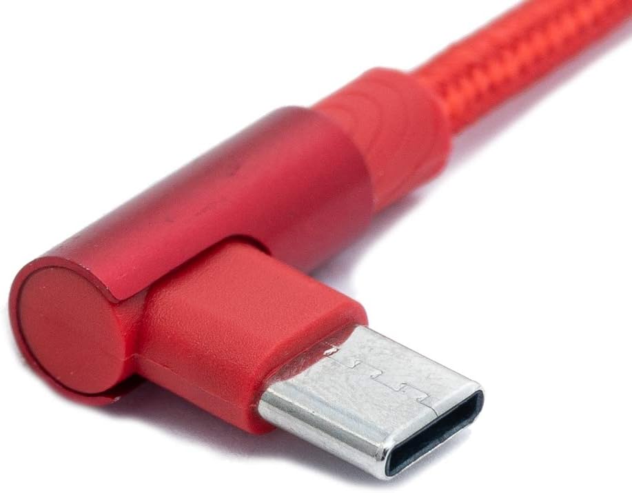 SYSTEM-S USB 3.1 Kabel 100 cm Typ C Stecker zu 2.0 A Stecker Winkel geflochten in Rot
