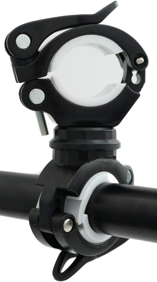 SYSTEM-S bicycle mount attachment in black and white for lamp bicycle pump