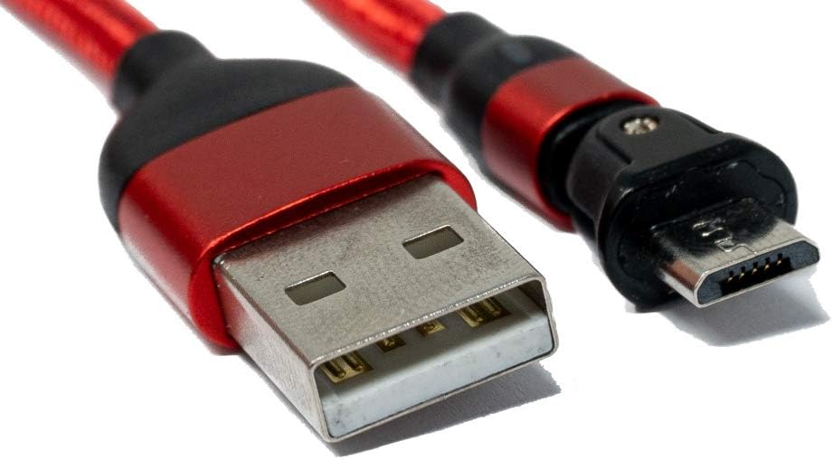 SYSTEM-S USB 2.0 Kabel 1 m Micro Stecker zu 2.0 A Buchse 180° Winkel in Rot