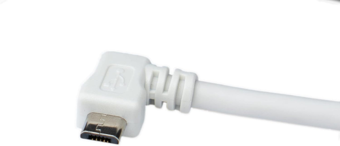SYSTEM-S 3 m Micro USB 2.0 Kabel gewinkelt 90 grad Winkelstecker (links) WEISS