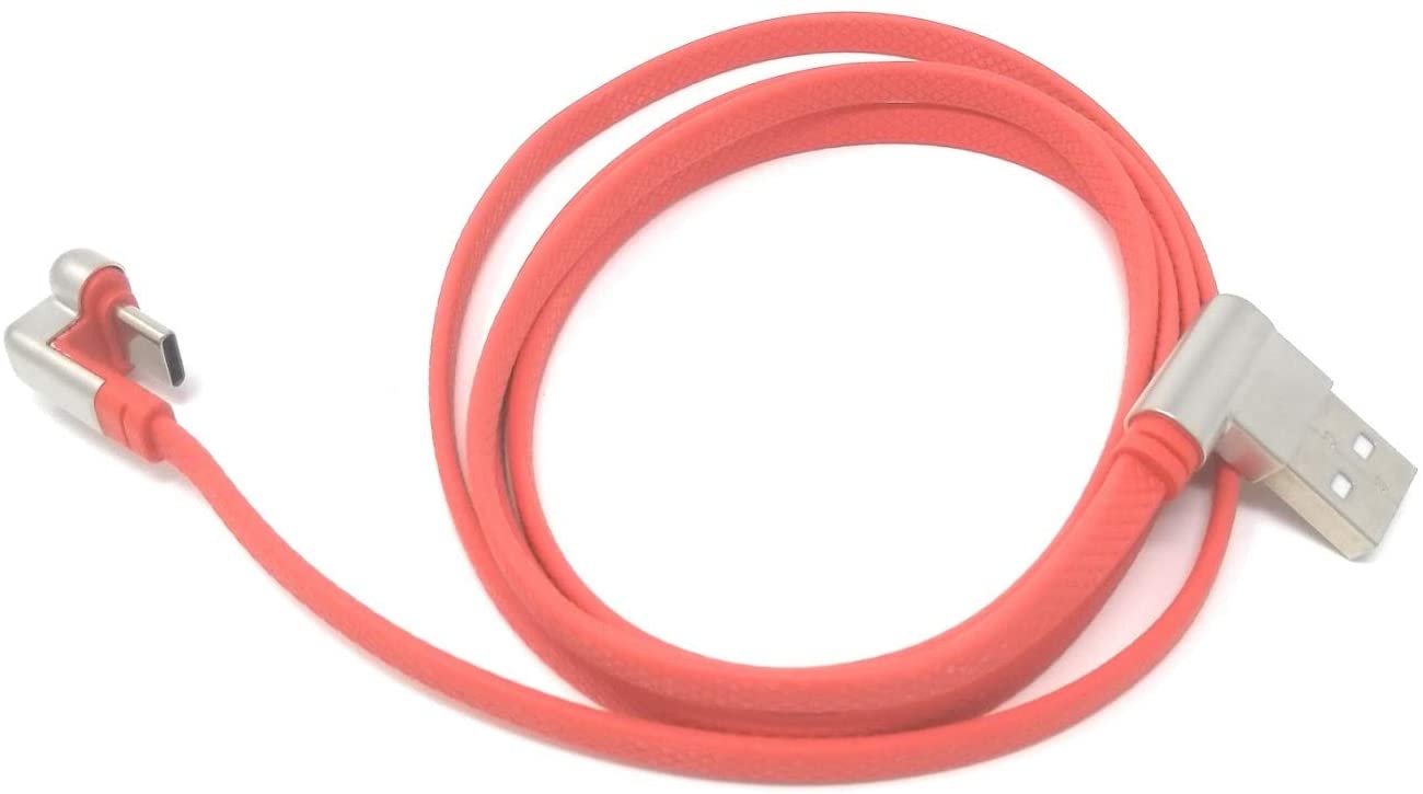 System-S USB 3.1 Typ C Kabel mit Winkel Stecker aus Metall Flachband 123 cm