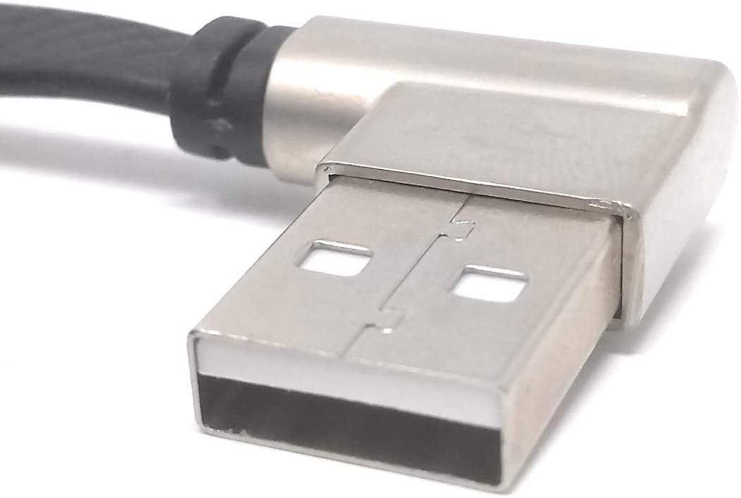 System-S USB 3.1 Typ C Kabel mit Winkel Stecker aus Metall Flachband 123 cm, schwarz