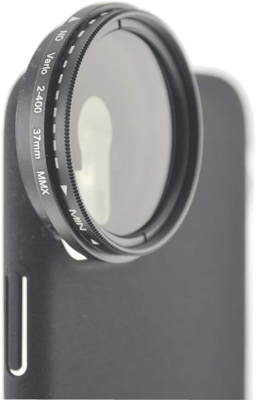 SYSTEM-S ND Vario Filter 37mm Neutraldichtefilter Schwarz mit Hülle kompatibel mit iPhone 12 Pro Max