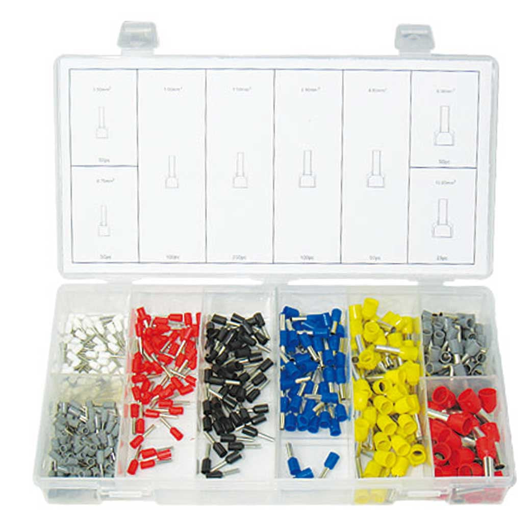 625 x Aderendhülsen-Sortiment - isoliert - Querschnitt 0,5-10,0mm² Länge 8-12mm