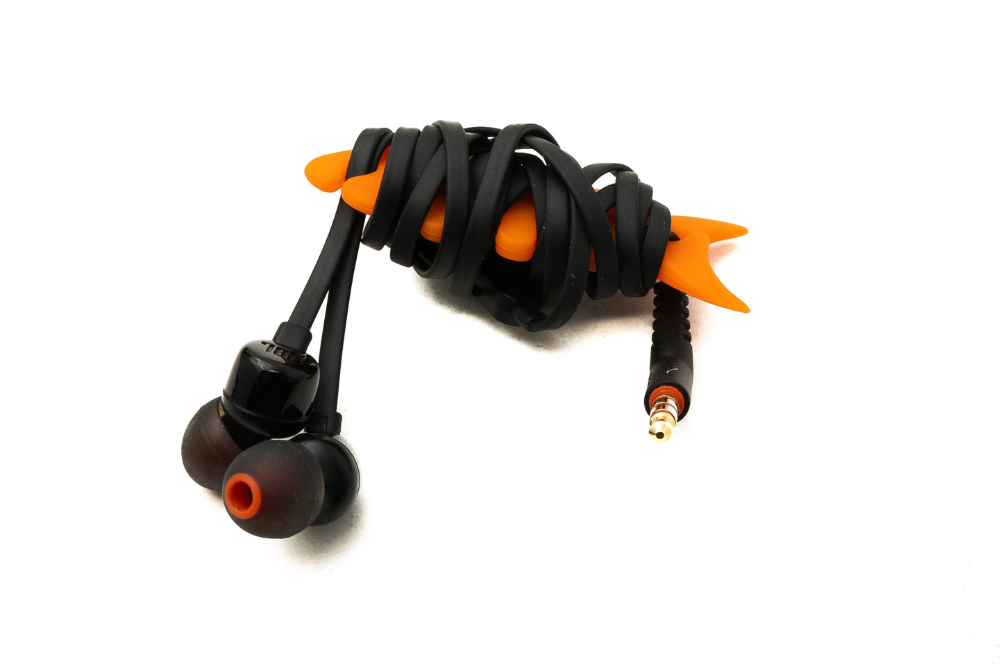 SYSTEM-S 5er Set Kabelmanager Wrap Kabelaufroller Fischform Silikon Aufwickler Kabelschutz in Orange