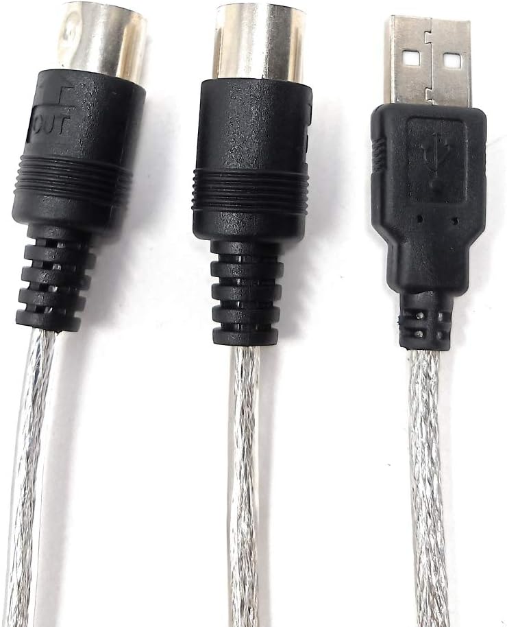 SYSTEM-S MIDI Interface SMA In und Out zu USB 2.0 Audio Kabel in Grau