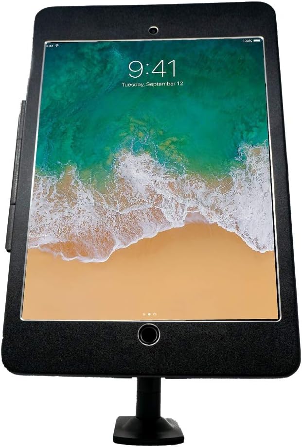 SYSTEM-S Stangen Halterung mit Schloss Befestigung aus Metall Schwarz für iPad Pro 10,5"