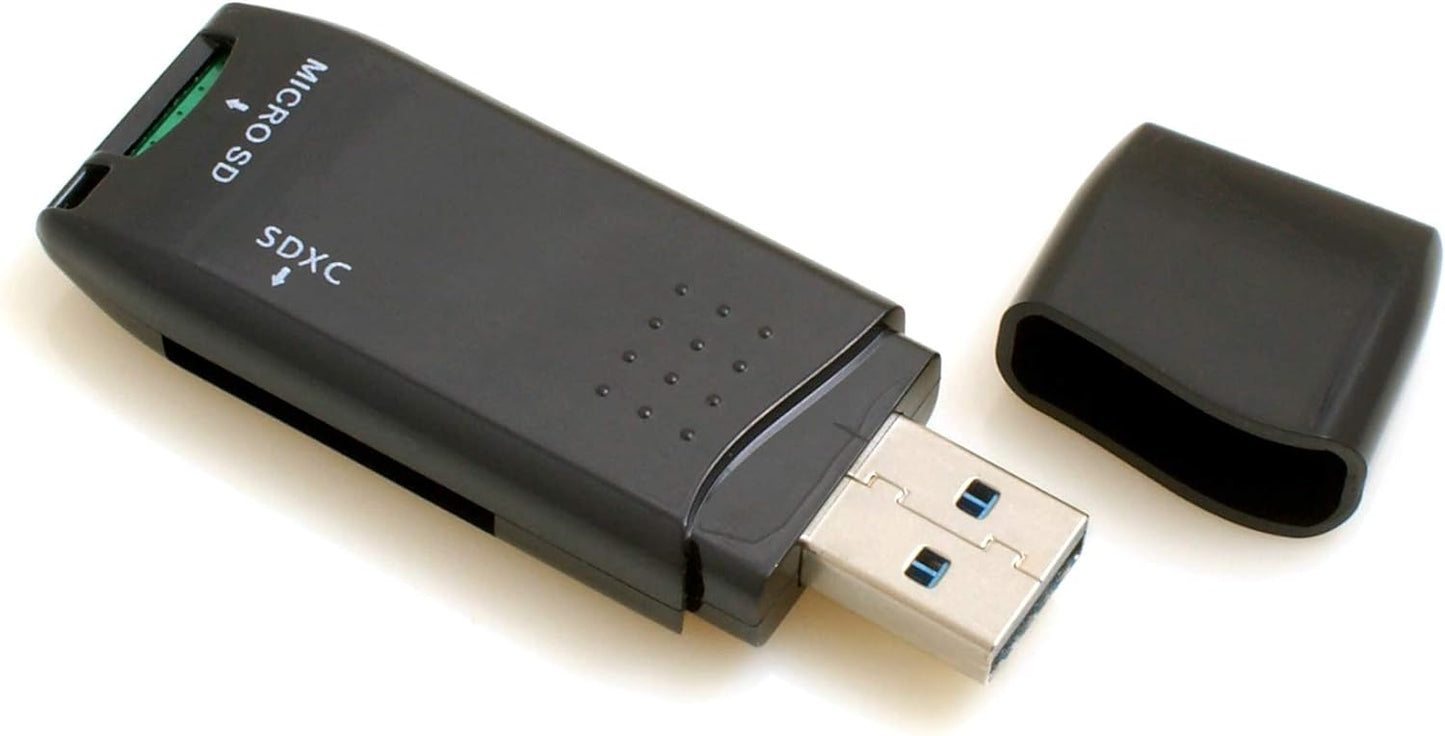 SYSTEM-S 2 in 1 USB Type A 3.0 to Micro SD SDXC SDHC Card Reader Adapter in Black