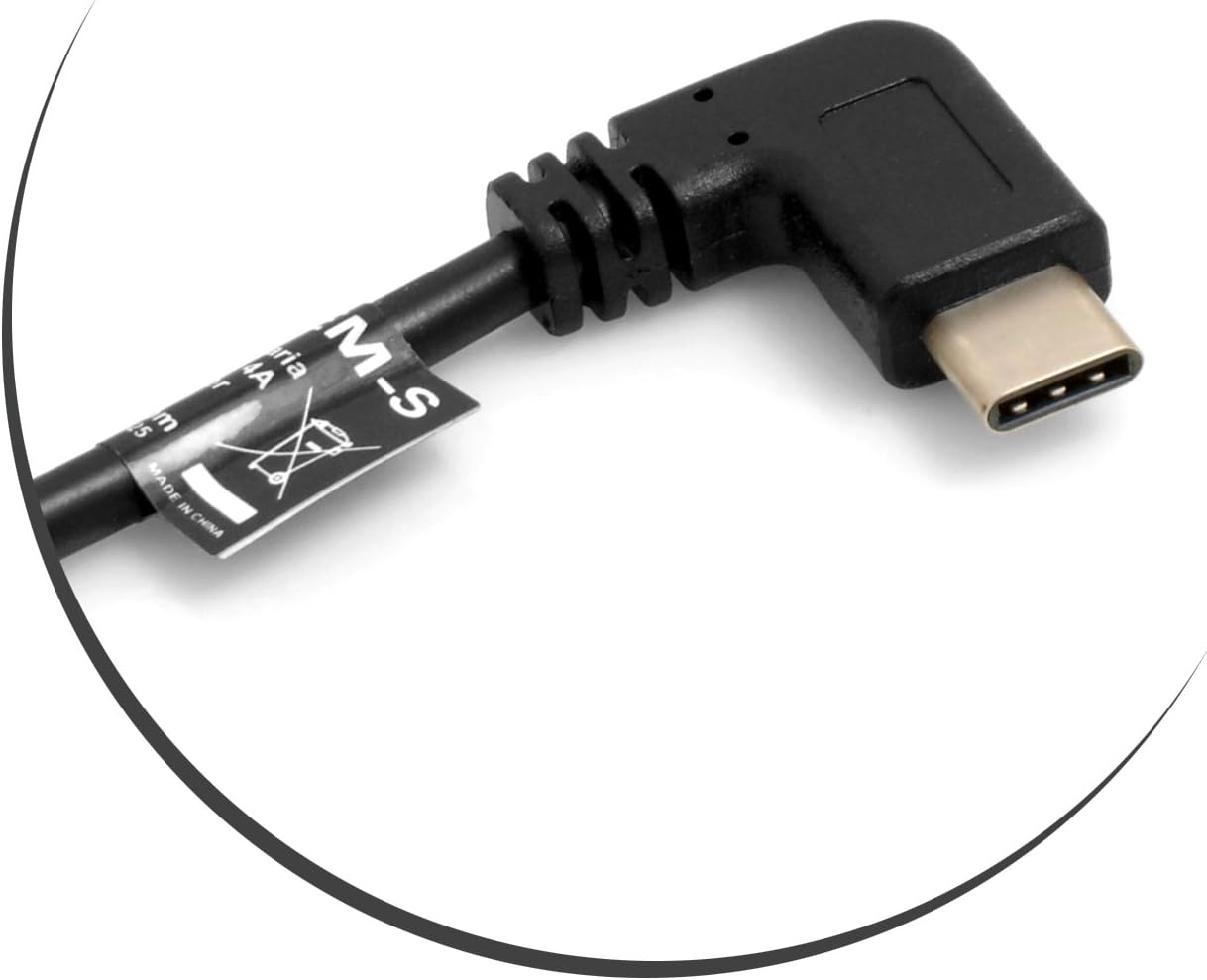 SYSTEM-S OTG Host USB 3.1 Type C Stecker 90° Grad gewinkelt zu Micro USB Stecker 90° Grad rechts gewinkelt OTG Host On the Go Host Adapter Kabel 26 cm
