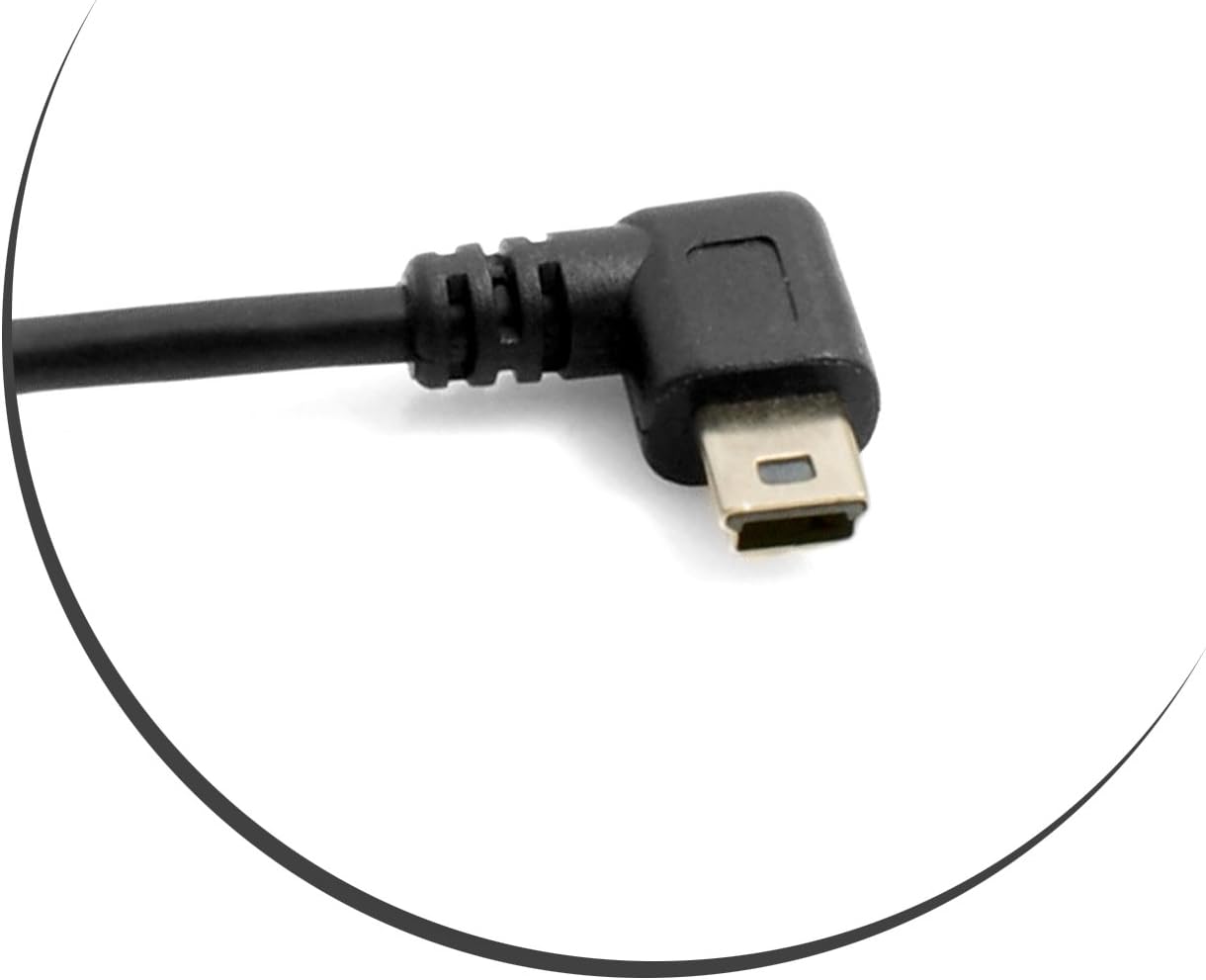 SYSTEM-S Mini USB Kabel Winkelstecker links gewinkelt auf Mini USB Buchse 25 cm
