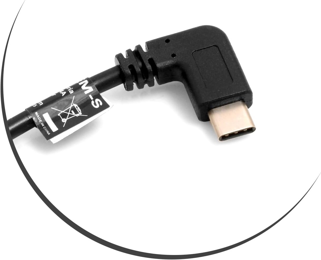 SYSTEM-S USB 3.1 Type C plug 90° angled to USB 3.1 Type C socket cable data cable charging cable 30 cm