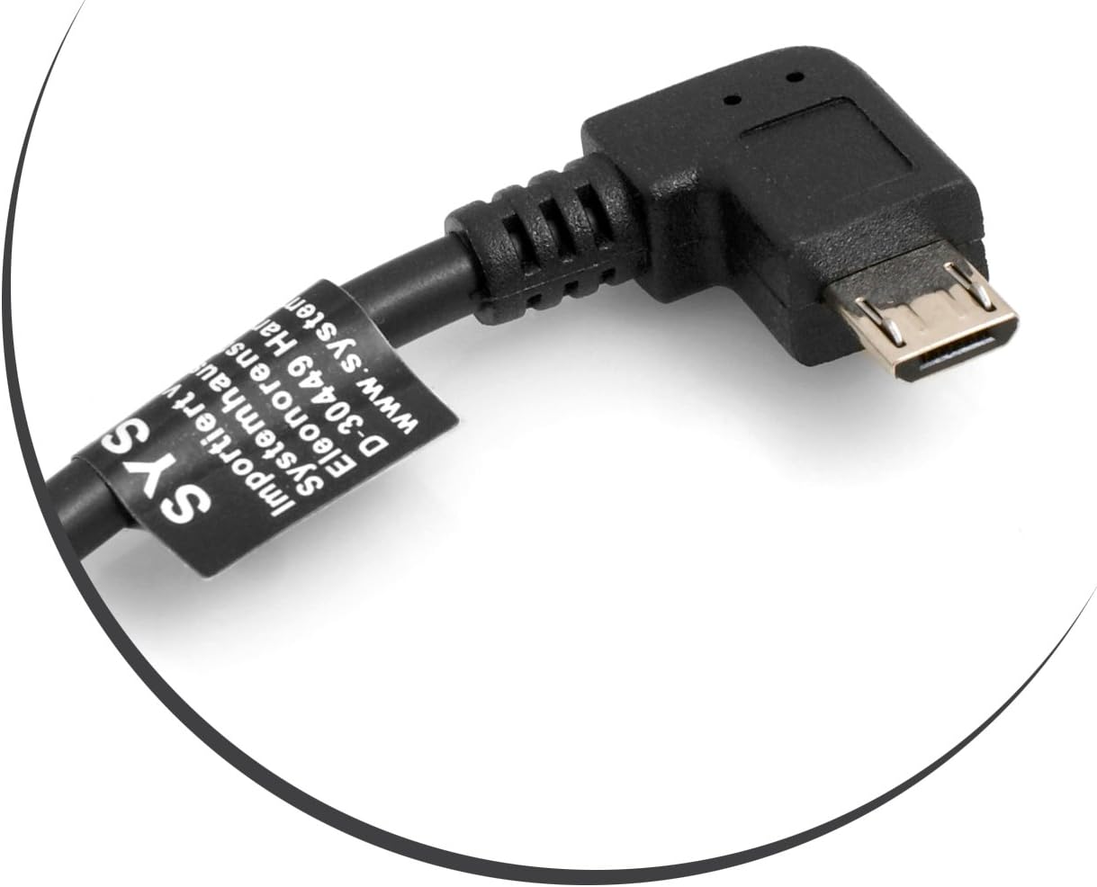 SYSTEM-S Micro USB 90° links Winkel zu Micro USB Buchse 27 cm Kabel