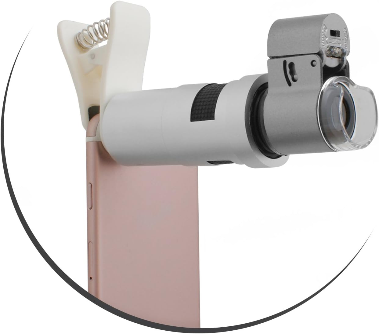 System-S Fotografie Clip-on 200x Mikroskop Linse Objektiv mit LED- und UV-Licht für iPhone 6 6s und Smartphone Tablet PC