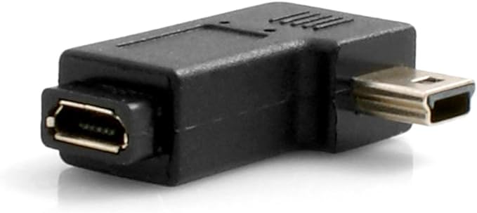SYSTEM-S Micro USB Buchse zu Mini USB Stecker 90° Grad Winkel Links Gewinkelt Winkelstecker Adapter Stecker