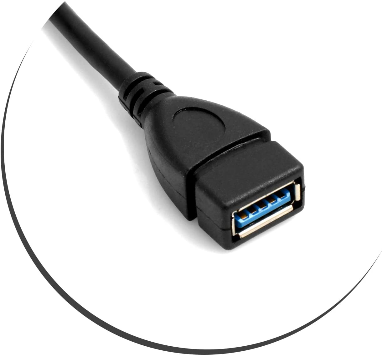 System-S USB Kabel 23cm Typ A 3.0 (female) zu USB Typ A 3.0 (male) 90 Grad Rechts gewinkelt 23cm, Schwarz