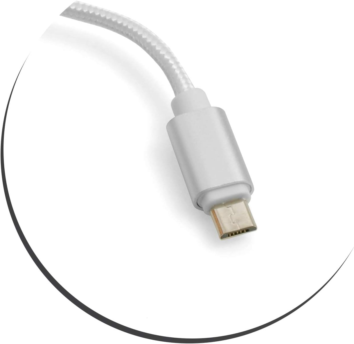 SYSTEM-S Micro USB Kabel (male) zu USB A 2.0. (male) Adapter Datenkabel Ladekabel 25cm Nylon-Geflochten in Weiß-Silber