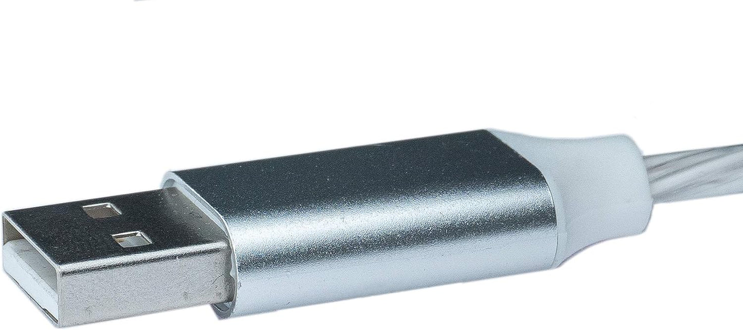 SYSTEM-S USB 3.1 leuchtendes Kabel 1 m Typ C Stecker zu 2.0 A Stecker in Regenbogen