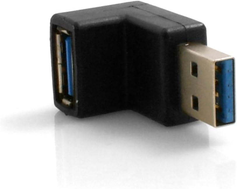 SYSTEM-S USB Typ A 3.0 Eingang (female) auf USB Typ A 3.0 Stecker (male) 90° Abwärtswinkel Links Gewinkelt Adapterkabel Adapterstecker Adapter Converter