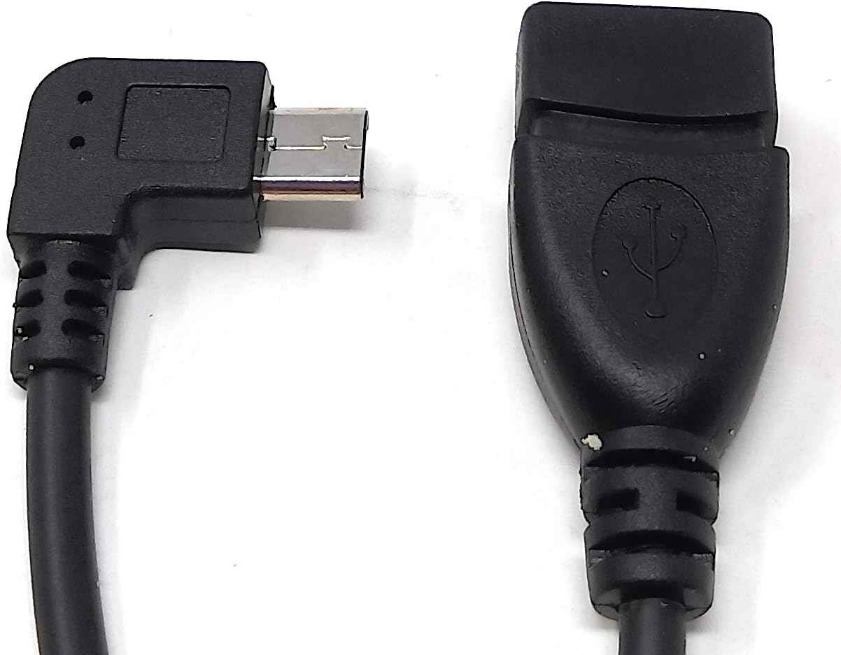 SYSTEM-S USB-OTG-Adapterkabel On-the-go Micro USB 90 Grad rechts gewinkelt 90° Winkelstecker zu USB 2.0 Typ A Host Kabel - DREIKS