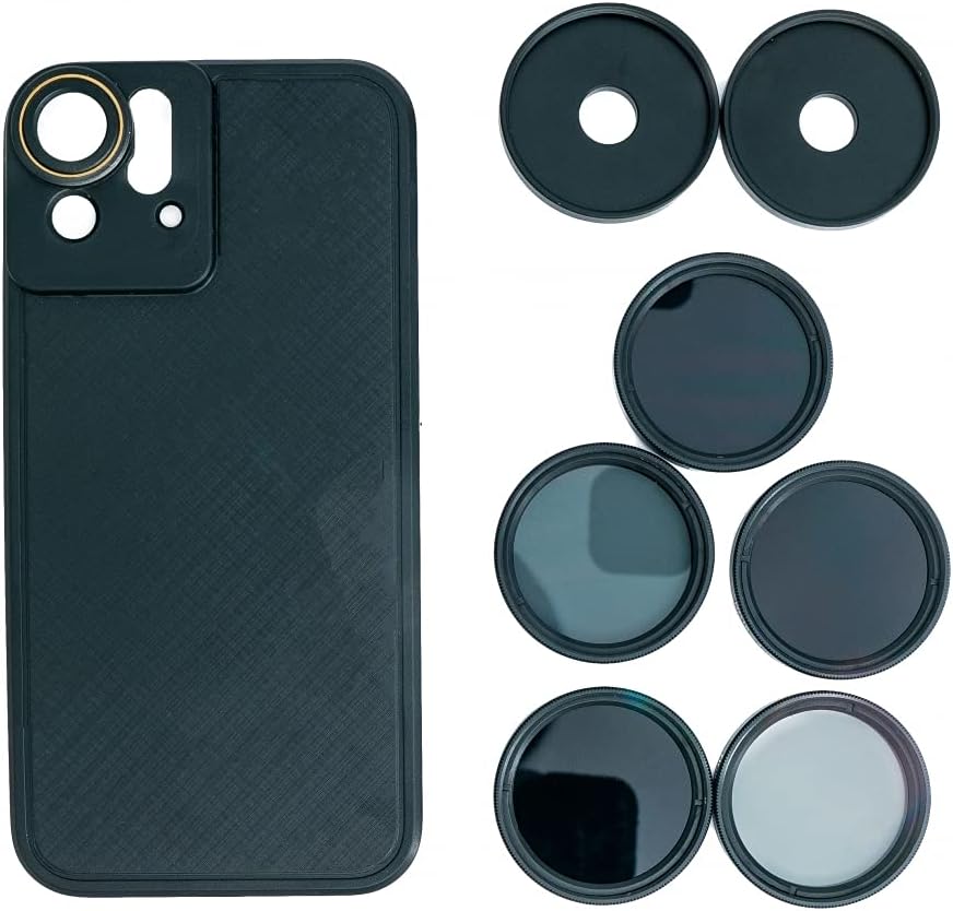 System-S ND Filter Set 37 mm Neutraldichtefilter Graufilter mit Hülle für iPhone 12 Pro Schwarz