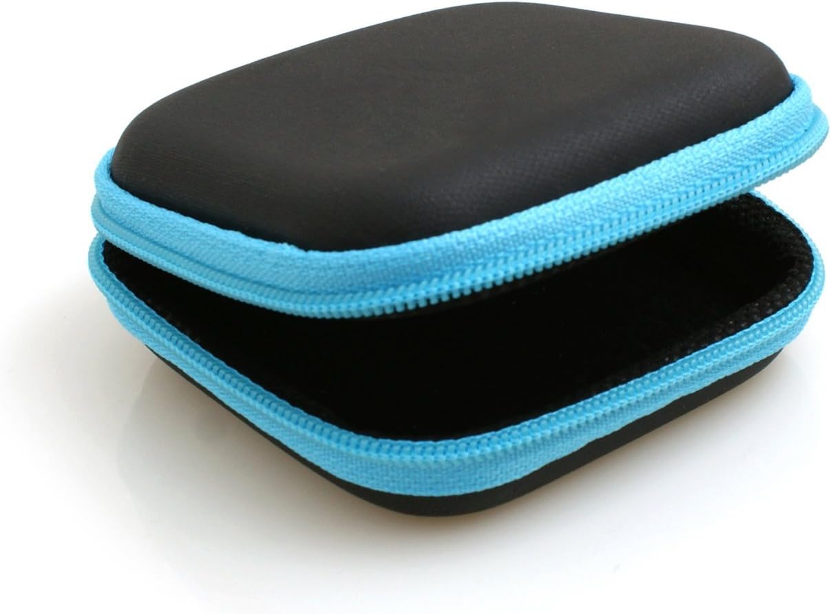System-S stoßsicheres Kabelschutz Reißverschluss Etui Tasche Box Hülle für Kopfhörer in schwarz-blau