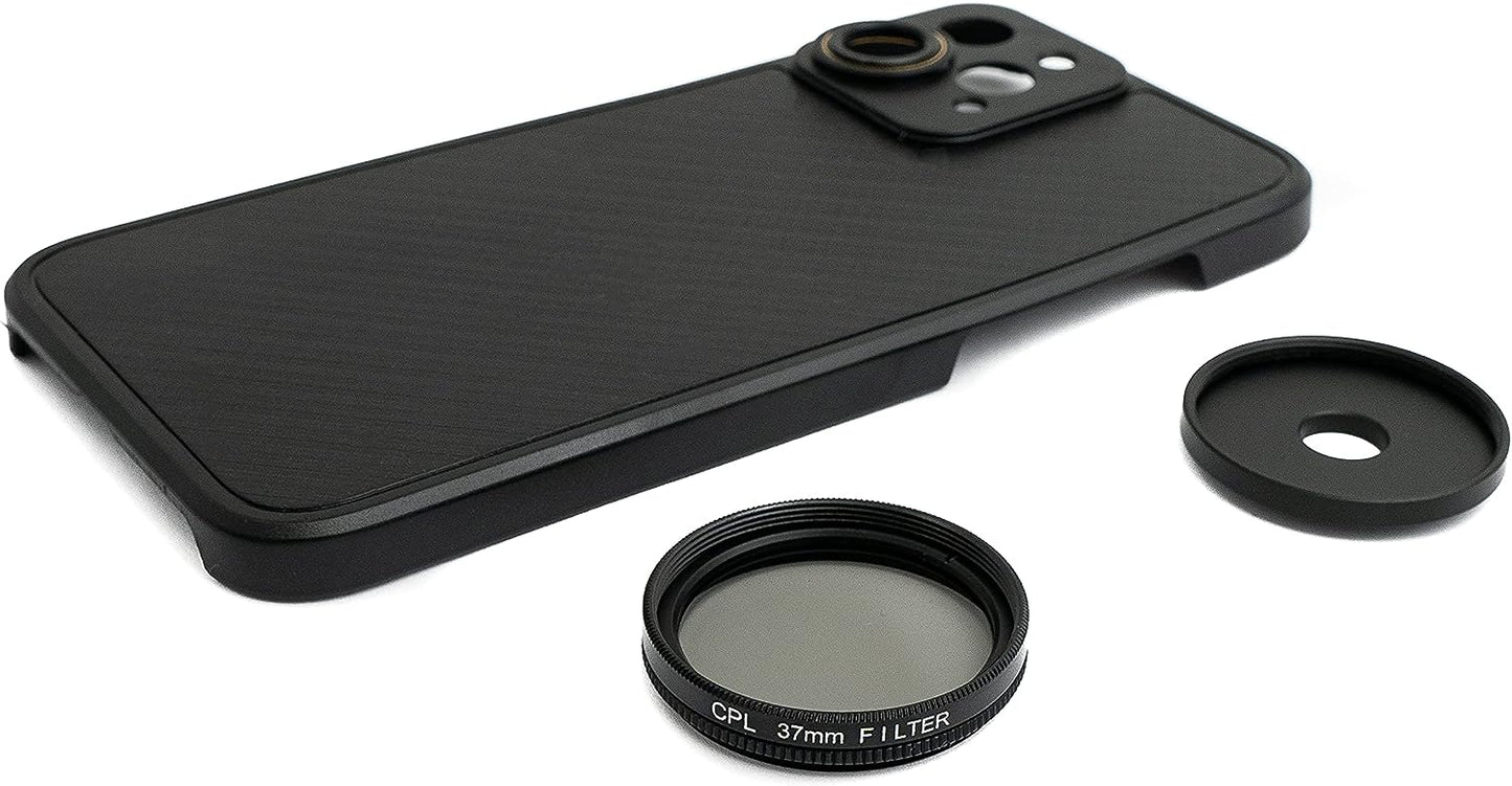 SYSTEM-S CPL Filter 37mm Circular Polarizer Linse Schwarz mit Hülle für iPhone 12 Pro Max