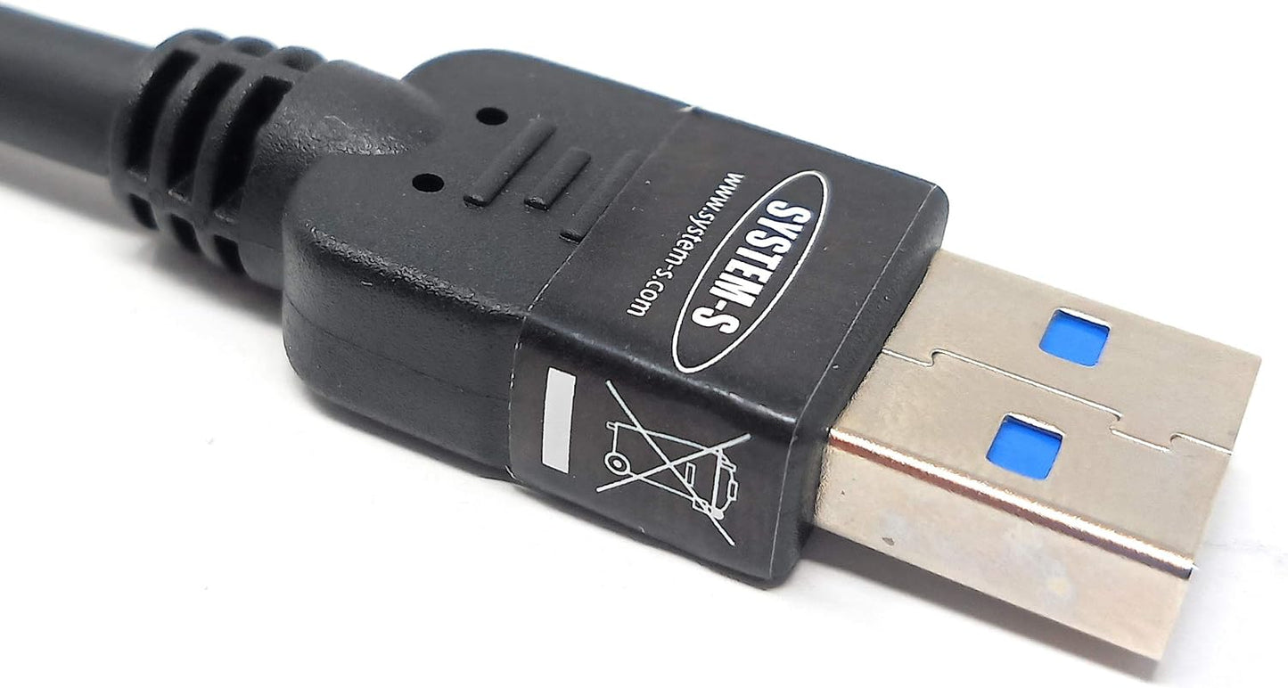 System-S USB 3.0 Typ A (male) auf USB 3.0 Typ A (female) Ladekabel Datenkabel Verlängerungskabel 11 cm