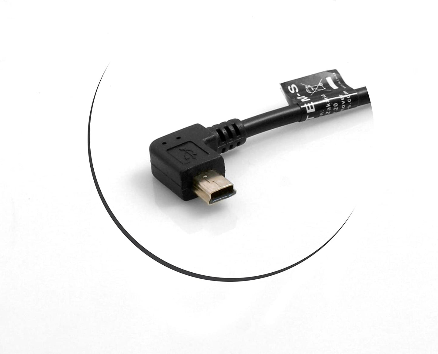 SYSTEM-S Mini USB 90° Kabel Links gewinkelt Winkelstecker auf USB Typ A (Male) 90° rechts gewinkelt Kabel Datenkabel Ladekabel 20cm