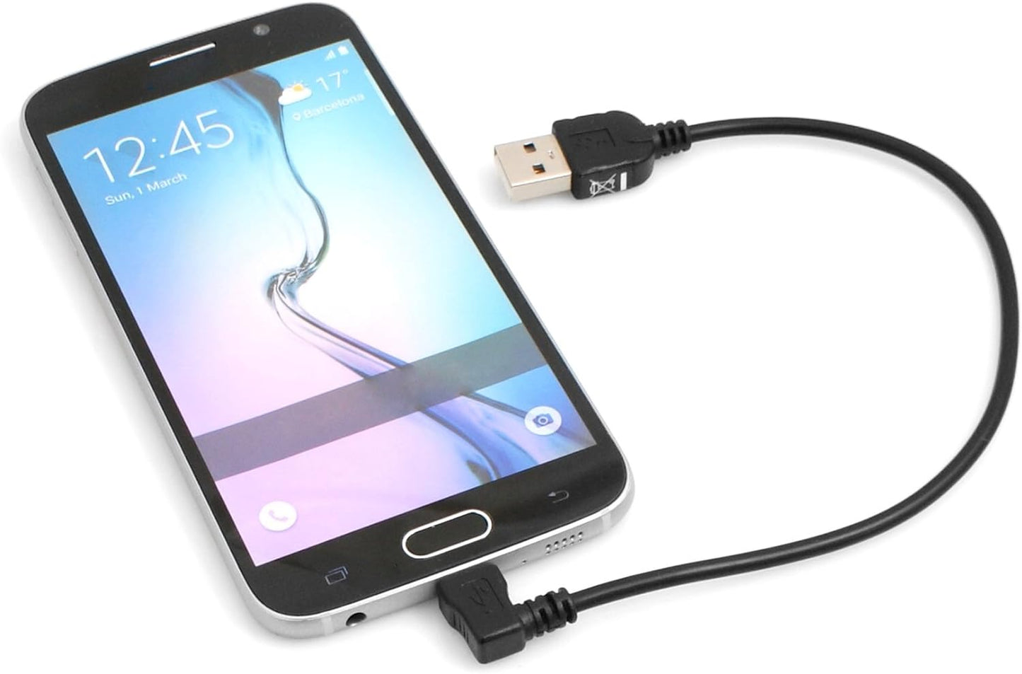 System-S 20 cm Micro USB 2.0 Kabel gewinkelt 90 grad Winkelstecker (rechts/male) Datenkabel und Ladekabel