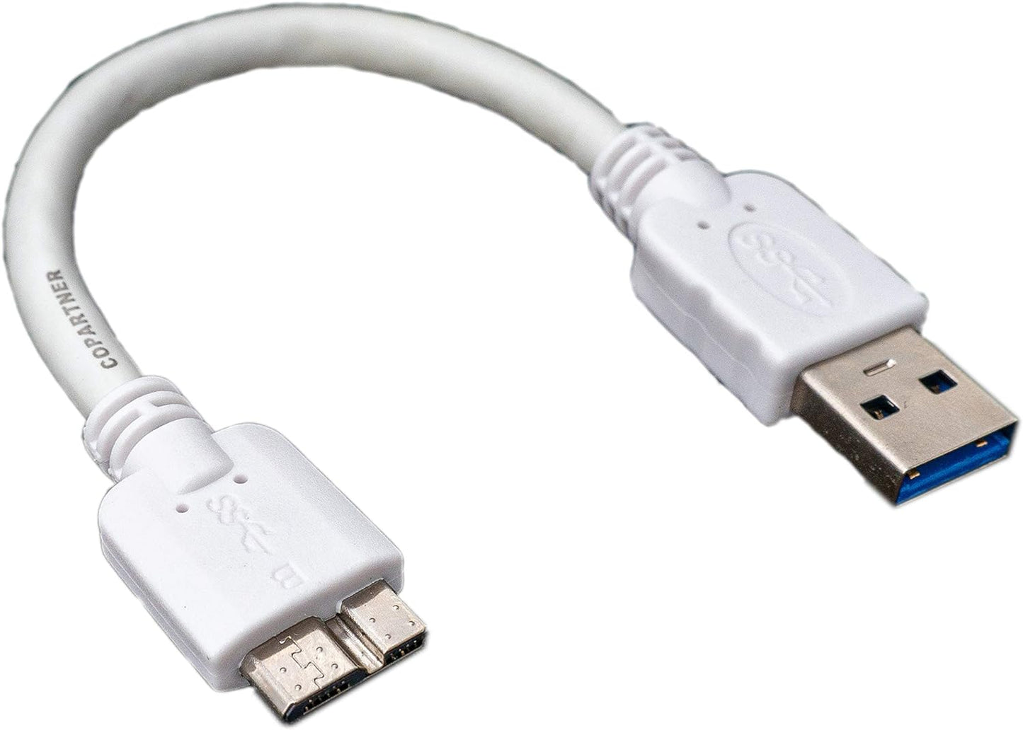 System-S Kurzes Micro USB 3.0 Datenkabel Ladekabel (USB 3.0 Micro-B) 10 cm in Weiß