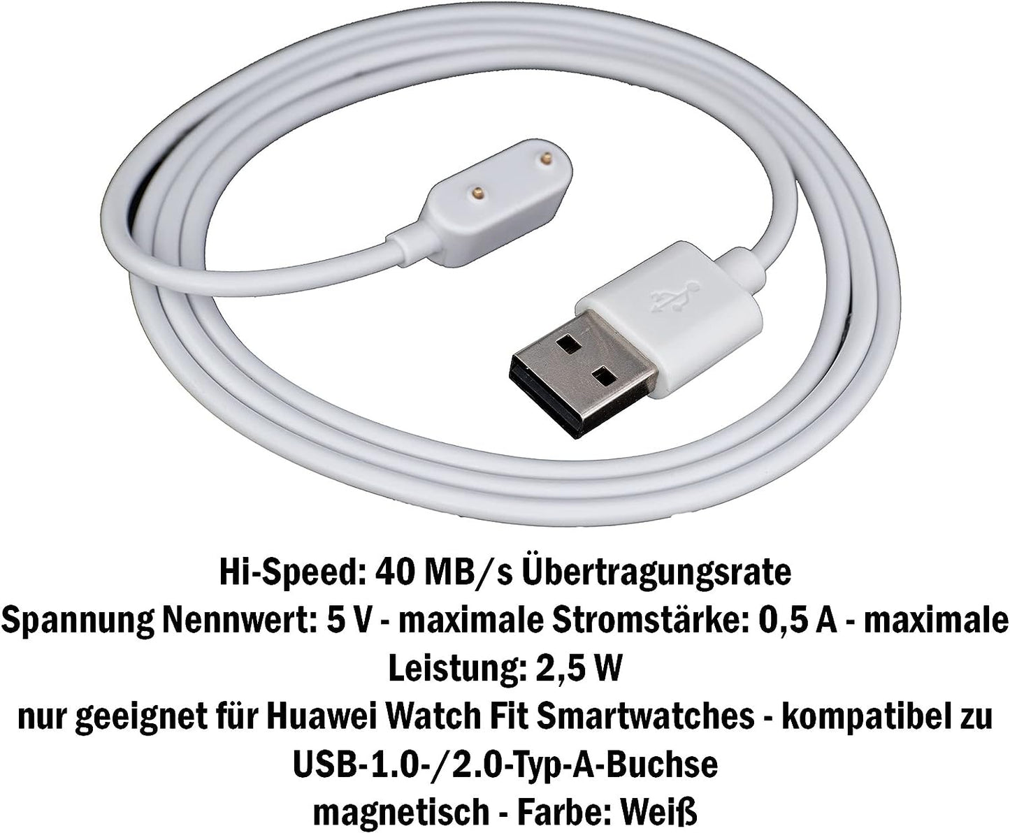 SYSTEM-S USB 2.0 cable in white charging cable for Huawei Watch Fit Smartwatch