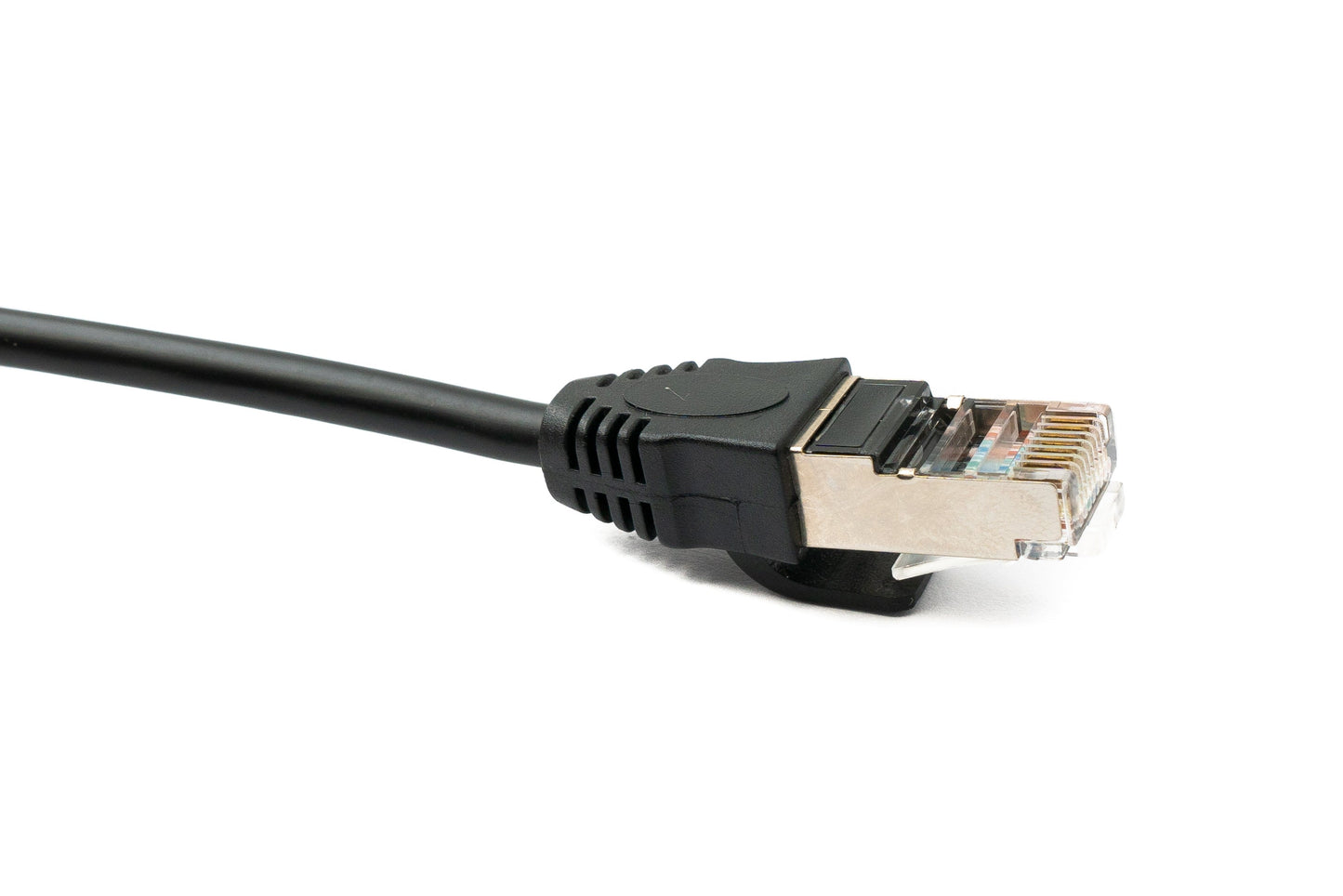SYSTEM-S LAN Kabel 60 cm 8P8C Buchse zu RJ45 Stecker Winkel Schraube in Schwarz